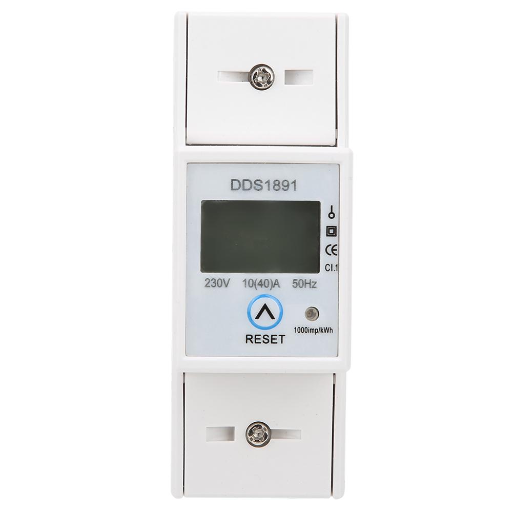 Single Phase DIN Rail Energy Meter, 35mm DIN Rail Mount 10(40)A 50Hz, with LED Display and Reset Function, for Single Phase Two Wire Active Energy Mea
