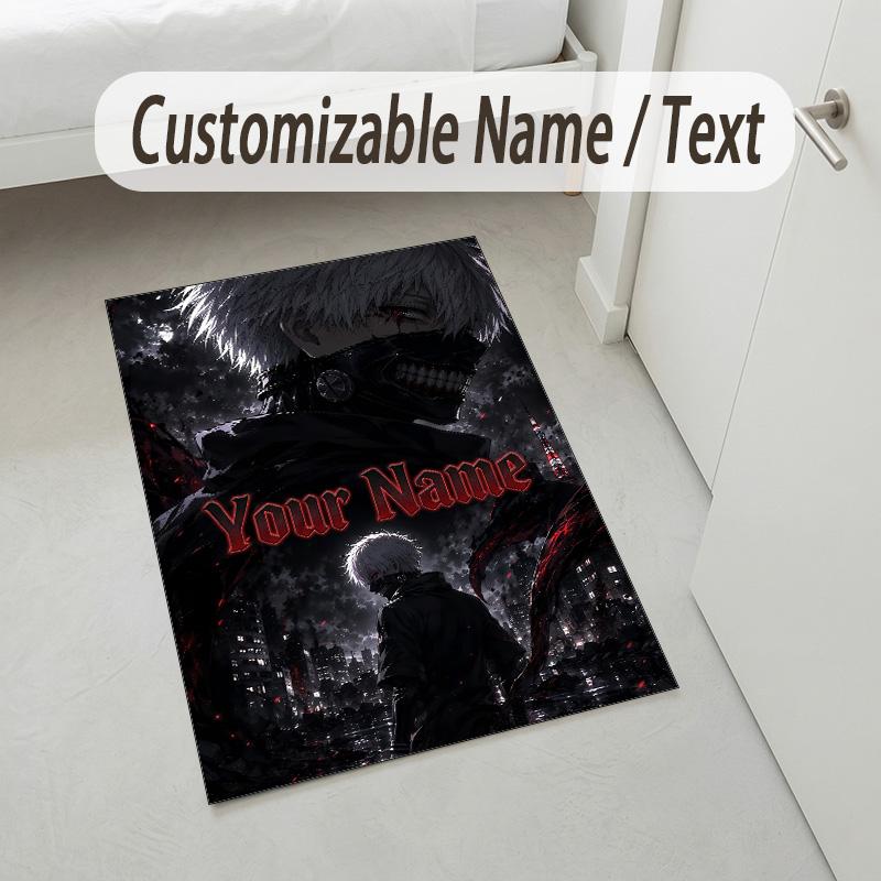 Personalized Crystal Velvet Carpet,Tokyo Ghoul Custom Printed Name, Plush Area Rug For Home Indoor Decor