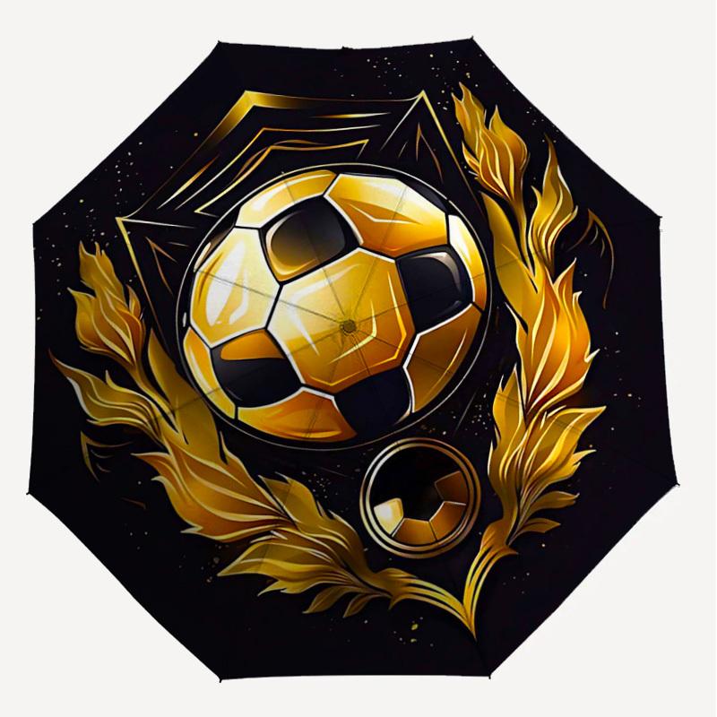 1PC Soccer Ball Gold Umbrella-8-Rib Reinforced, Automatic Open, Lightweight & Durable, Cute Fashion Accessory for Outdoor-Y0344