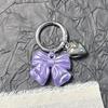 3D Print Bowknot Heart Keychain Purple Color Bow Design Bag Pendant Alloy Jewelry Accessories Backpack Keyring Bag Decoration