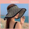 Woman Summer Straw Hat With Large Brim And Foldable Design For Outdoor Sun Protection