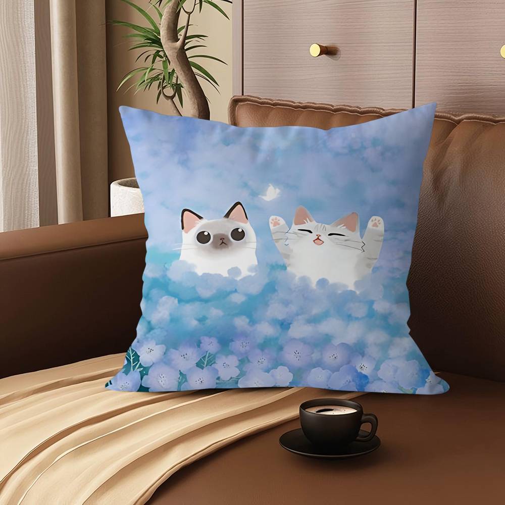Niedliches Cartoon Katze Kissen Geschenk Heim Büro Dekoration Schlafzimmer Sofa Auto Kissenbezug Hülle 45x45