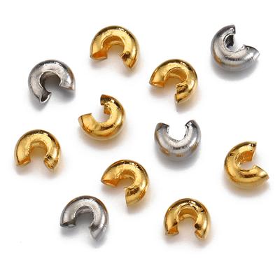 100 Stück/20 Stück Goldfarbene Edelstahl Offene Quetsch-Endkappen Stopper Abstandshalter Perlen für DIY Schmuckherstellung Großhandel