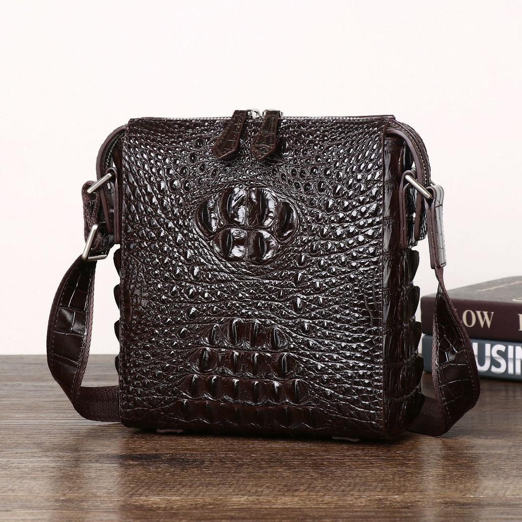 New Crocodile Bone Pattern Men's Single Shoulder Cross Bag, Fashionable and Casual Men's Bag, Trendy Bag, Outdoor Small Shoulder Bag