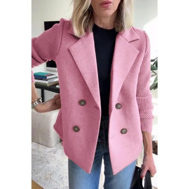 

Spring Fashionable Elegant Women Woolen Patchwork Coat New 5XL рожевий