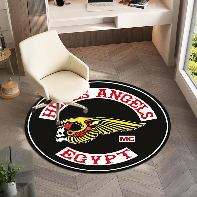 Gang violence Motorcycle enthusiasts Hells Angels Motorcycle Club circular carpet is soft, home, bedroom, door mat decoration, and non slip carpet E5