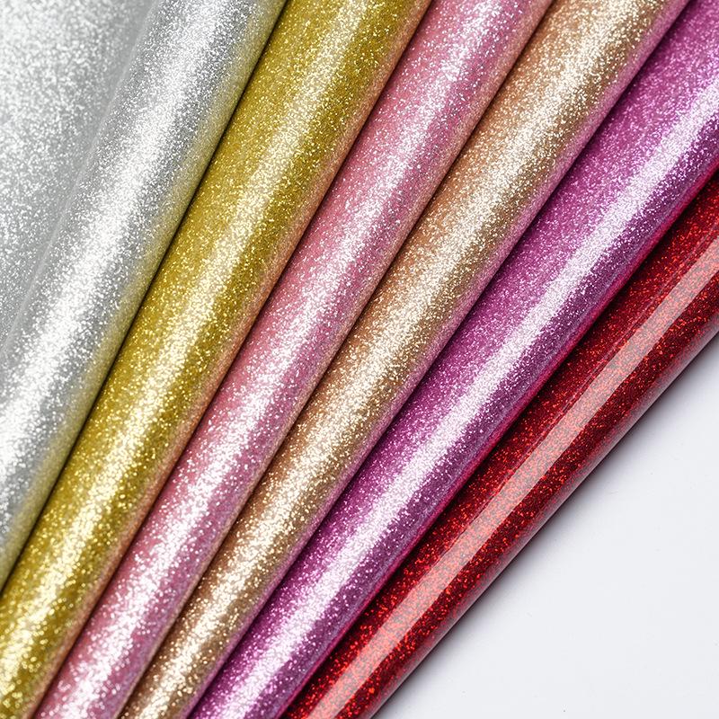 Non-Shedding Soft Glitter PU Leather Fabric Mirror Finish