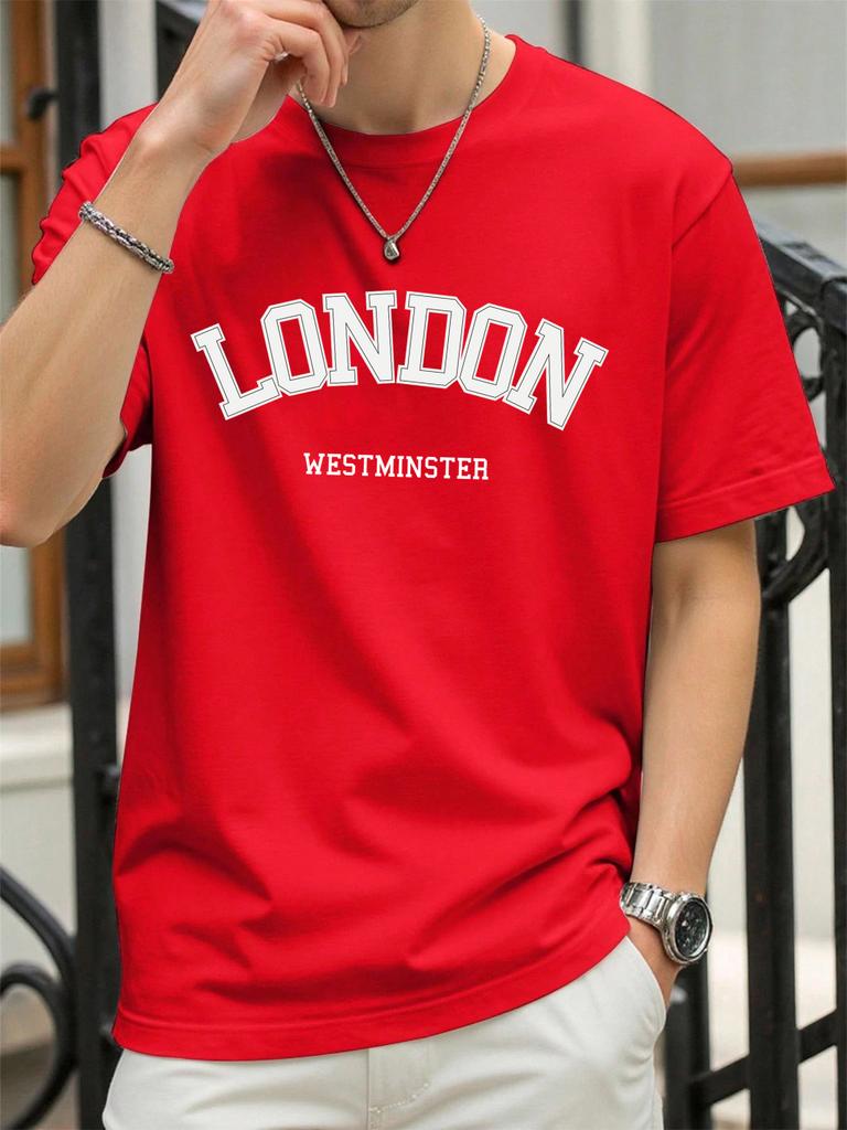 London Westminster Print Men TShirts Summer ONeck Oversize T Shirt Cotton Loose Short Sleeve Basics Street Hip Hop Sportswear
