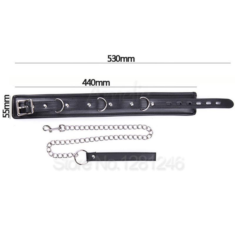 BDSM Leather Dog Collar Slave Bondage Belt With Chains Can Lockable, Fetish Erotic Sex Products Adult Toys For Woman Men Couples