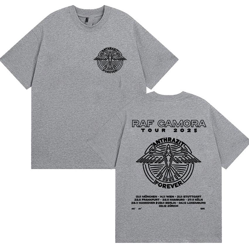 Rapper Raf Camora Tour 2025 Merch Pánské Hip Hopové Nadměrné Bavlněné Tričko Retro Styl Gotická Módní Tričko Streetwear