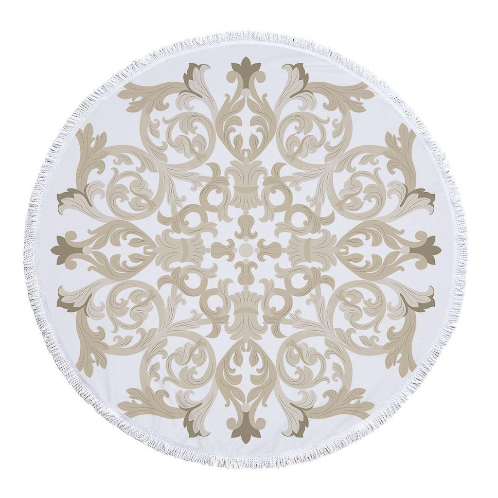 Bohemia Mandala Round Beach Towel Tassels Microfiber Exotic Flower Geometric Pattern Bath Towel Picnic Yoga Mat Bikini Cover Up