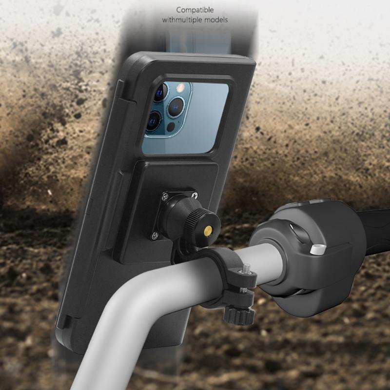 Bike Phone Mount Waterproof, Motorcycle Phone Mount with Aluminum Handlebar Mount Base Touching Screen Phone Case