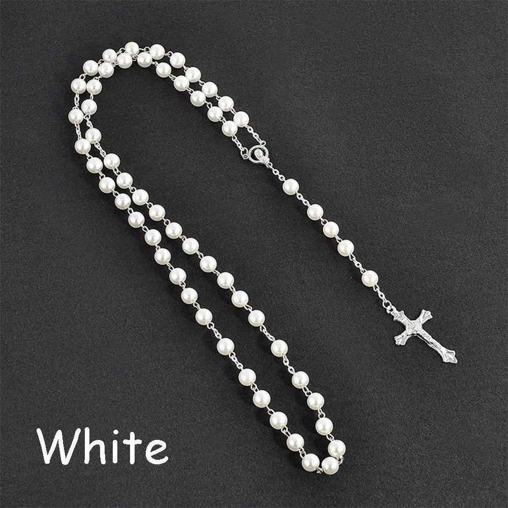 Hot Sale Vintage Crucifix Jesus Rosary Beads Chain Cross Necklace Virgin Mary Pendant