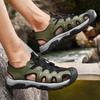 Men's Leather Sandals Summer Outdoor Hiking Shoes Water Wading Anti Slip Toe Wrapped Beach Shoes Size 38-45