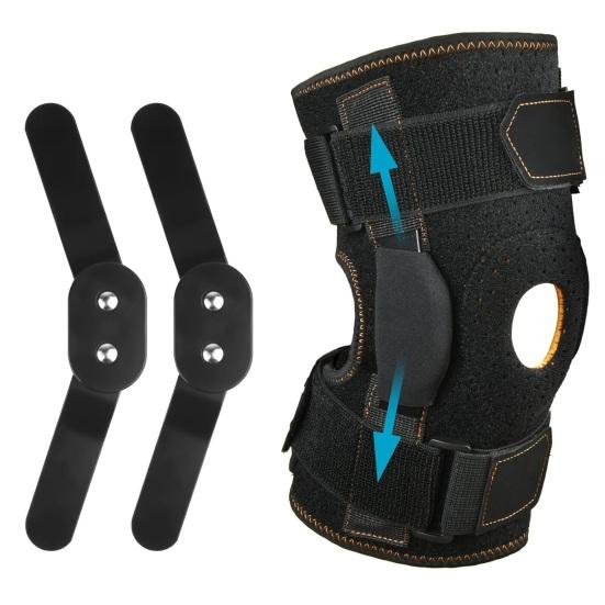 Sports Knee Pad Adjustable Compression Sleeve with Silicone Anti-Slip Strip Pre-Shaped Arc Breathable Neoprene Support