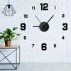 Large 3D Integrated Wall Clock Modern Frameless DIY Design For Home Office Decorations Wall Watch Art Black