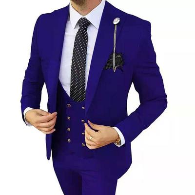 Royal Blau Neue Stil Handel Business Casual 3 Sets Anzüge Bräutigam Trauzeugen Hochzeit Bankett Anzug Männlich 3 Stück