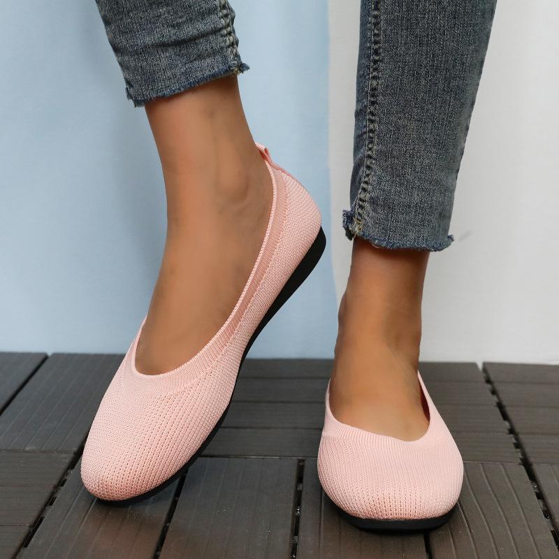 

Wish Large Size Round Head Flat Bottom Lazy Single Shoes Women s Flying Weaving Breathable Flat Heel Shallow Mouth eBay 36