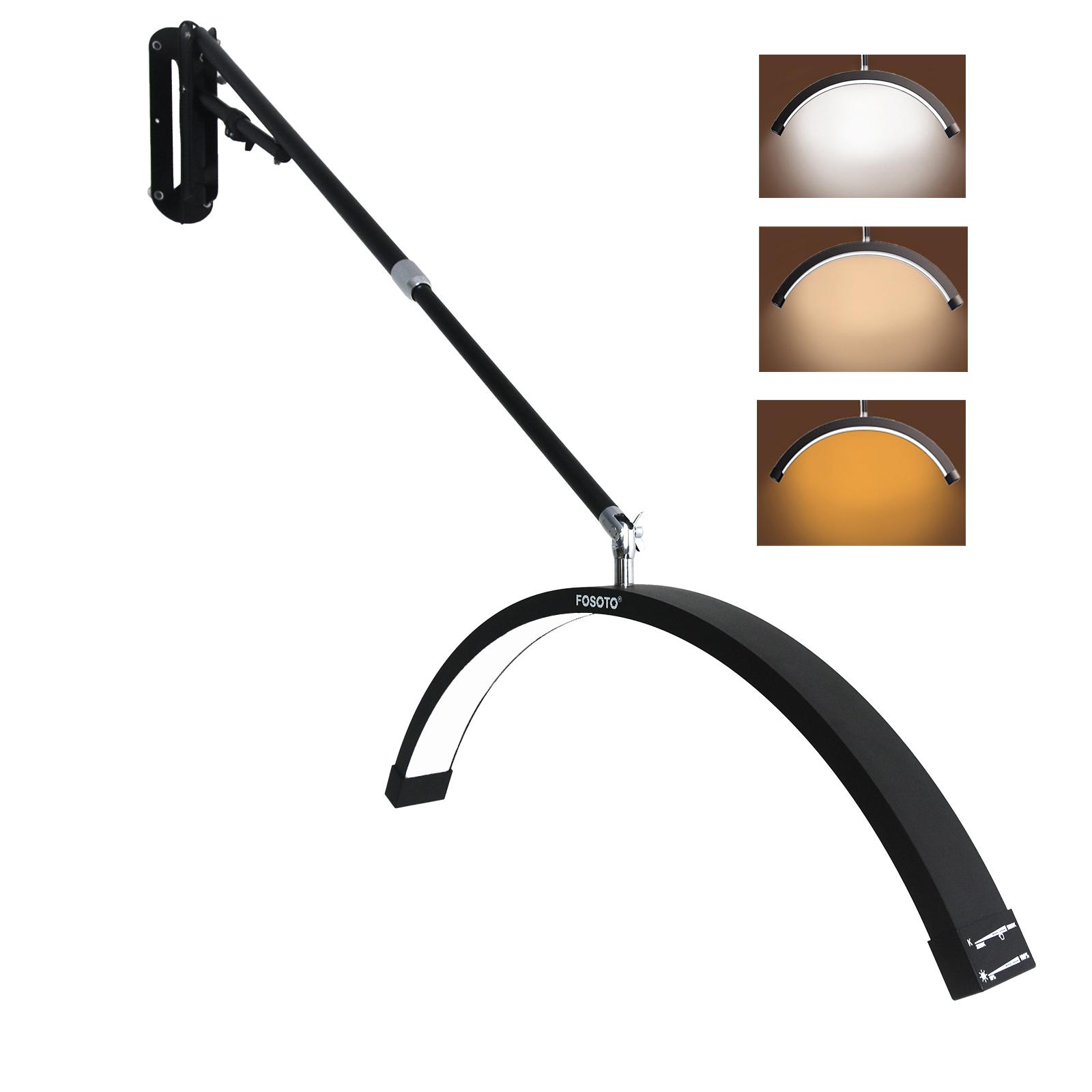Lampă FOSOTO Semilună de Tavan Extensibilă 90-120cm Lampă Lumina Lunii Montată pe Perete pentru Gene Machiaj Lumină de Umplere pentru Tatuaj Frizerie Moon Light 25inch Pole 90-120cm