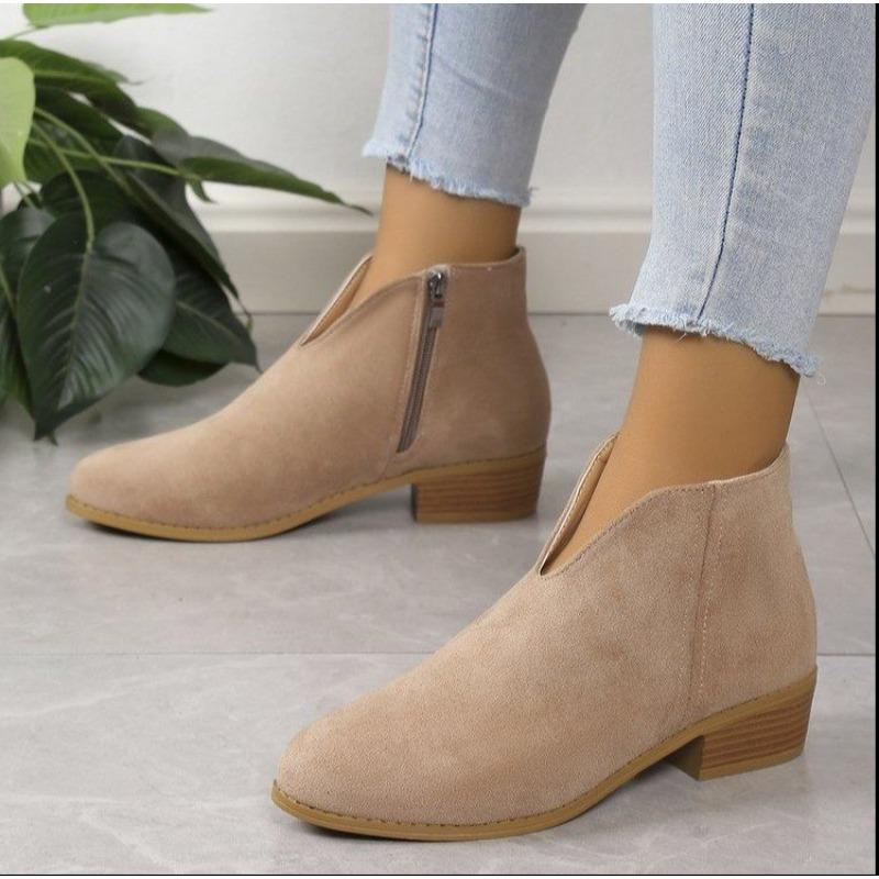 Autumn/winter New Boots Female Side Ankle Boots Female Low Heel Low Tube Student College Style Female  Women Shoes Women Boots