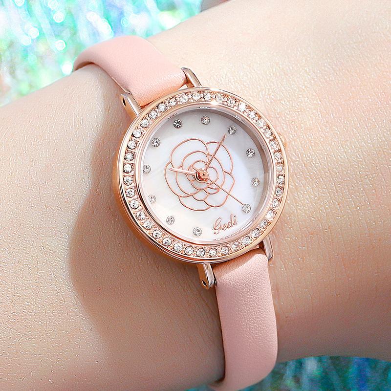 With Dial Diamond Round Belt Wrist Women'S Watch Fashionable And Fresh Student Casual Women'S Watch