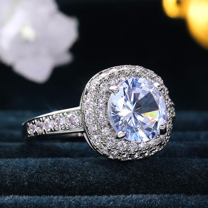 New Luxury Fashion Women Wedding Eternity Ring AAA Cubic Zirconia High-quality Female Party Accessories Statement Jewelry