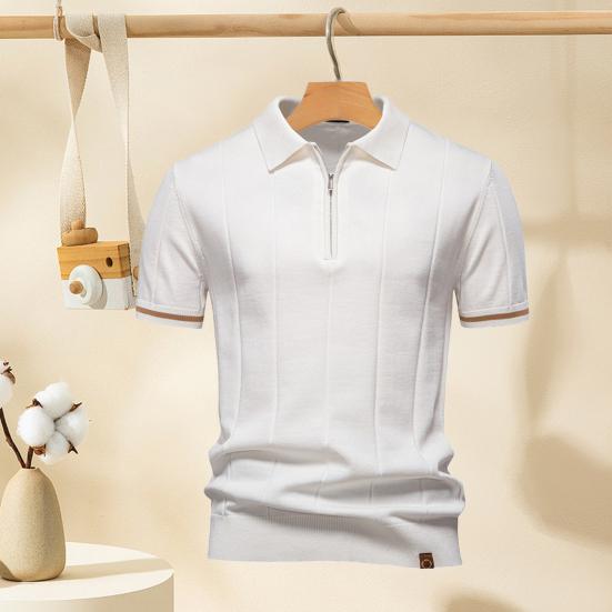 Herreskjorte Kortarmet Reversdesign Lett Pustende Ensfarget Casual Herre Sommer Topp Skjorte