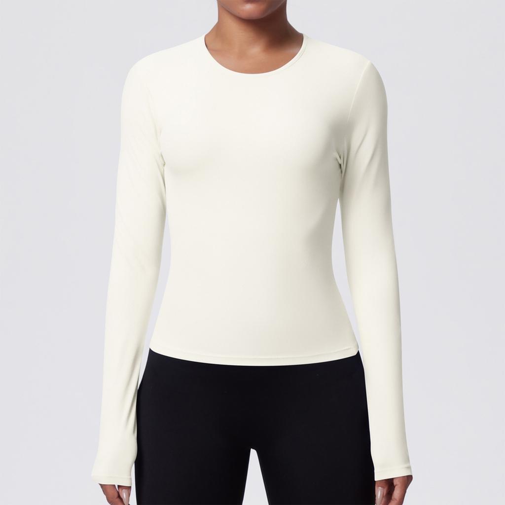 Women's Fashionable Color Slim Fit Long Sleeved Breathable Yoga Suit T-shirt Running Training Fitness Top