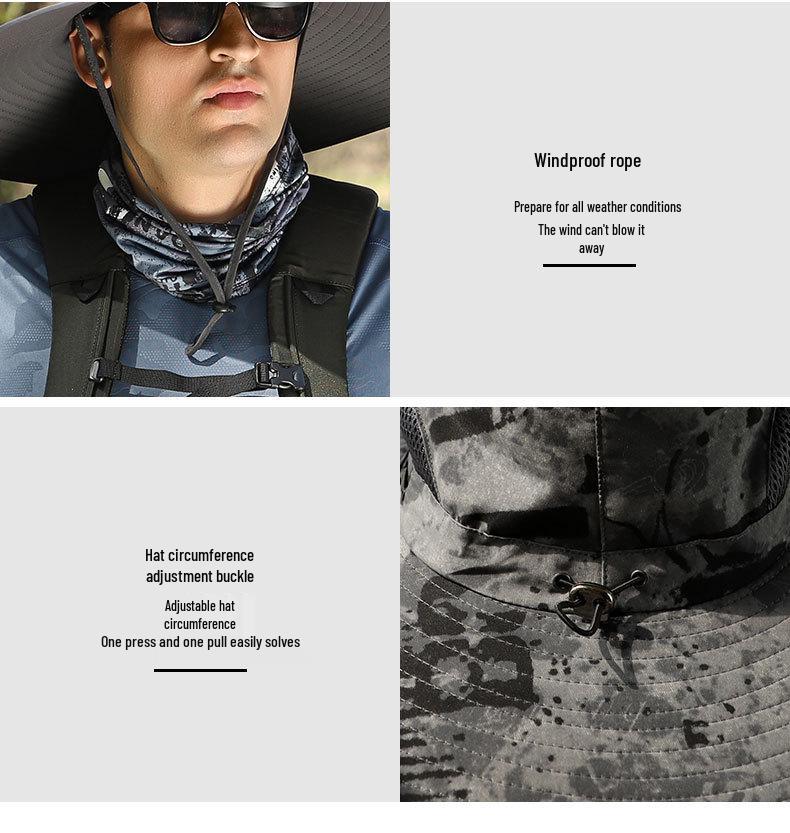 Men's Summer Outdoor Cooling Fan Hat - High Wind Power Sun Protection for Hiking, Fishing, and Mountaineering. Lightweight Fisherman Style.