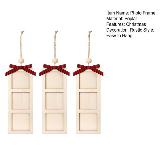 Christmas Photo Frame Ornament Wooden Hanging Decoration with 6 Photo Frames