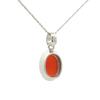 Peach Moonstone Cabochon Oval Pendant Necklace 925 Sterling Silver Rhodium Plated Solitaire Gemstone Pendant with Chain Gift for Women