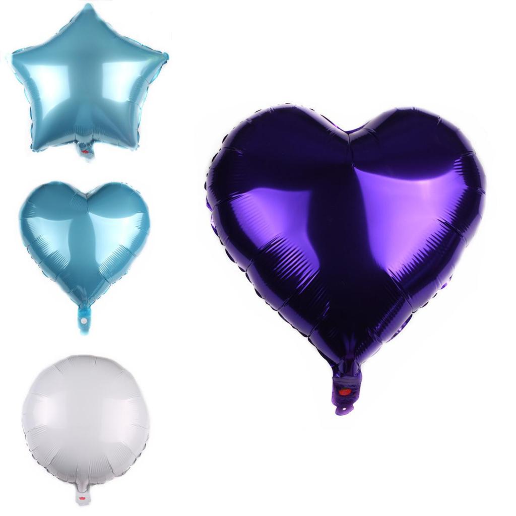 18" Colour Solid Foil Balloons Heart Star Round Shape For Wedding Party Birthday