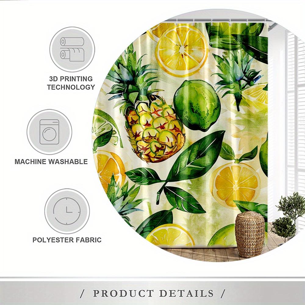 Tropical Fruit Shower Curtain - Waterproof And Anti Mold, Vibrant Pineapple And Citrus Design, Fresh Decoration