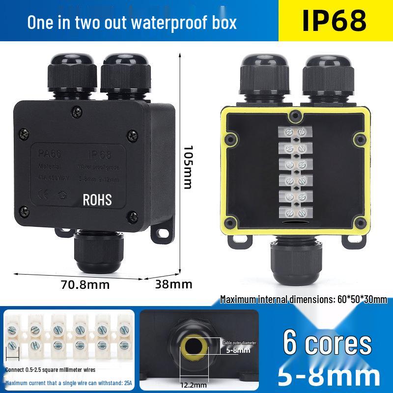 Outdoor IP68 Rainproof Plastic Junction Box with Terminal Block for PC Rooms & Street Lighting