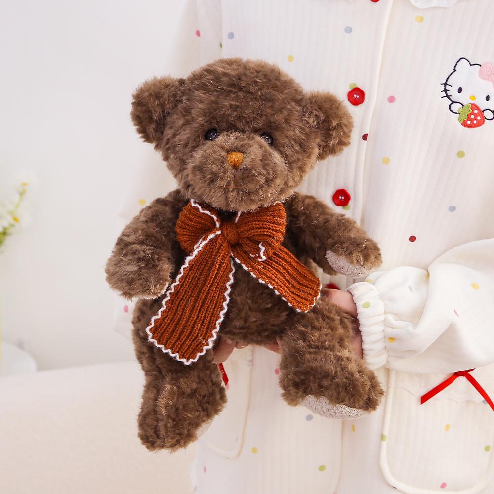 Plush Teddy Bear Gift For Girlfriend With Bow Tie Soft Stuffed Animal For Birthday Celebration