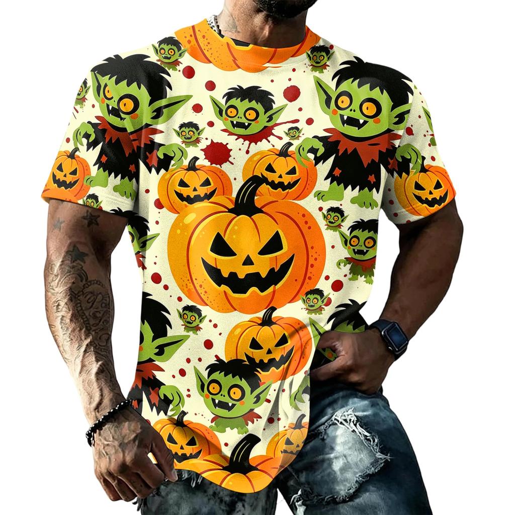 Unisex Loose Fit Casual Short Sleeve T-Shirt Halloween Themed Graphic Print Top Comfortable Everyday Wear
