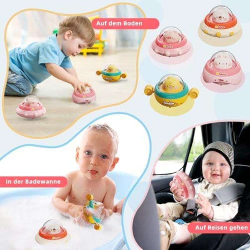 NUMBERFUN Baby Spielzeugauto Set, 4 Tierförmige Autos, Erstes Geburtstagsgeschenk für 1-3 Jährige Jungen Mädchen, Frühes Lernen Kleinkindspielzeug