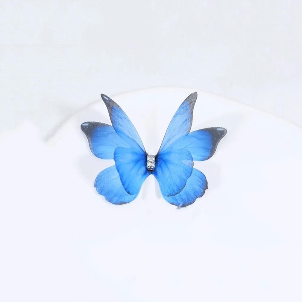 50 Stück 3D Organza Stoff Schmetterlings-Applikationen Doppellagige Chiffon Schmetterlings-Stickerei-Aufnäher Handgefertigte Haarnadel-Accessoires