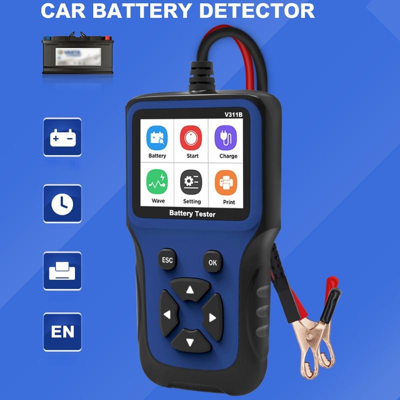Portable 12V Automotive Car Battery Tester Professional 100-2000 CCA Car Battery Load Analyzer & Alternator On Cranking