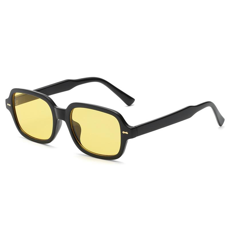 Fashion Square Women Luxury Sunglasses Retro Rivets Men Orange Lens Shades UV400 Sun Glasses