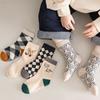 5 Paare/Los Niedliche Bär Karomuster Baby Socken Frühling Herbst Weiche Baumwolle Kinder Mittelrohrsocken Für Jungen Mädchen Lässige Sportsocke