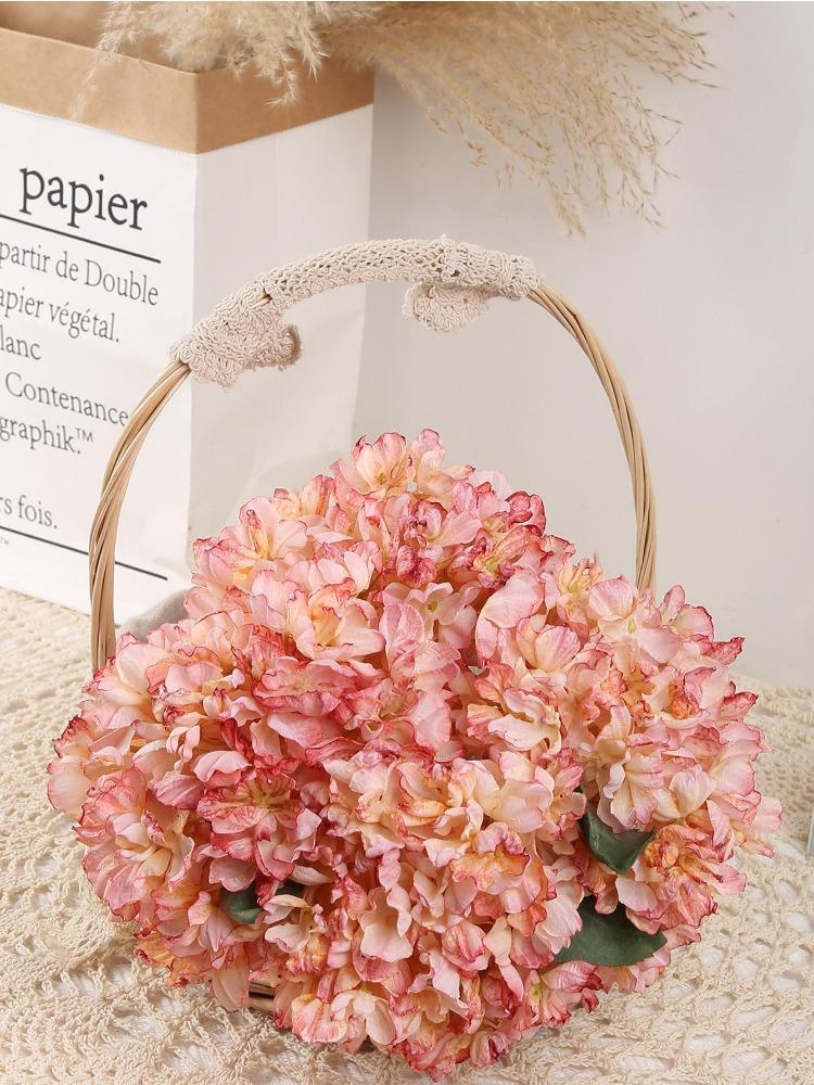 4 Pcs Large Vintage Dried Hydrangea Silk Artificial Flowers Fake Flowers Wedding Decorations for Ceremony Centerpieces Flower Craft Floral Arrangement