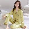 Women's 100% Cotton Long-Sleeve Pajamas for Middle-Aged & Elderly - Loose Cardigan for Autumn/Winter