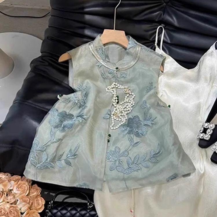 

Высокая мода китайский топ темпераментный принт жилет новый женский M (under 50kg recommended)