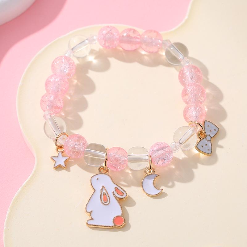Sanrio Cinnamoroll Crystal Beaded Bracelet - Handmade Cartoon Gift for Female Students, Friends, and Couples.