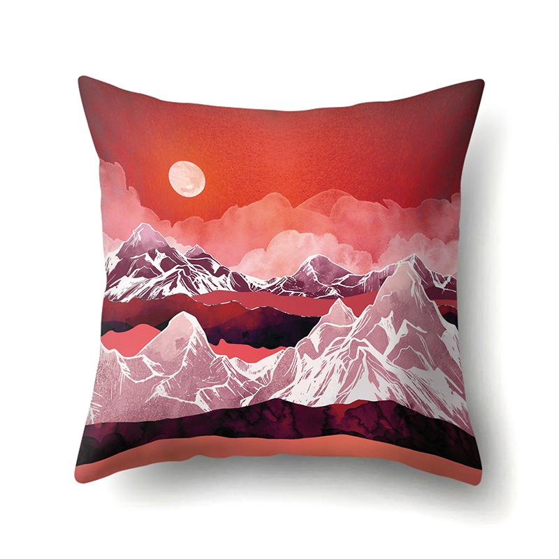 Polyester Pillow Cover Mountain Print Pillow Cover Waist Cushion Cover Car Cushion Head Cushion Cover Premium Durable