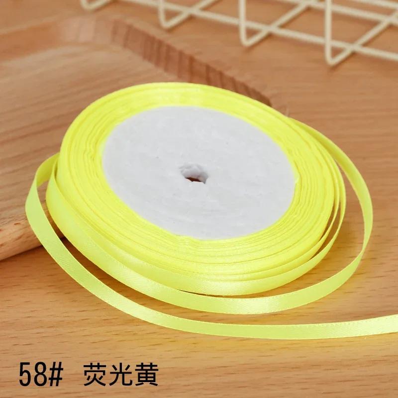 6mm Satin Ribbon DIY Artificial Silk Material Christmas Halloween Wedding Birthday Party DecorationHandmade Bows Gift Wrapping