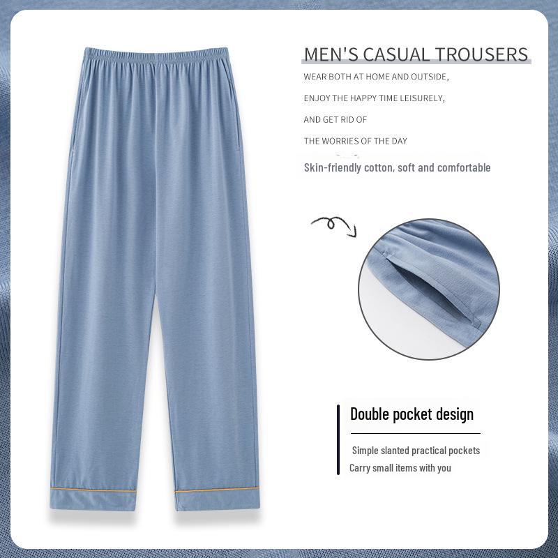 Men's Cotton Pajama Pants: Comfortable, Thin, Korean-Style, Loose-Fit for Spring, Autumn, and Winter.