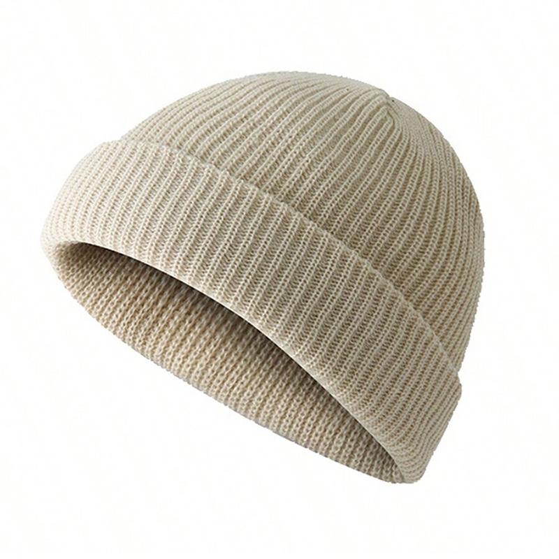 Men Women Minimalist Solid Knitted Beanie Hat With Short Brim Windproof Warm Daily Travel Casual Fashion Headwear Accessory