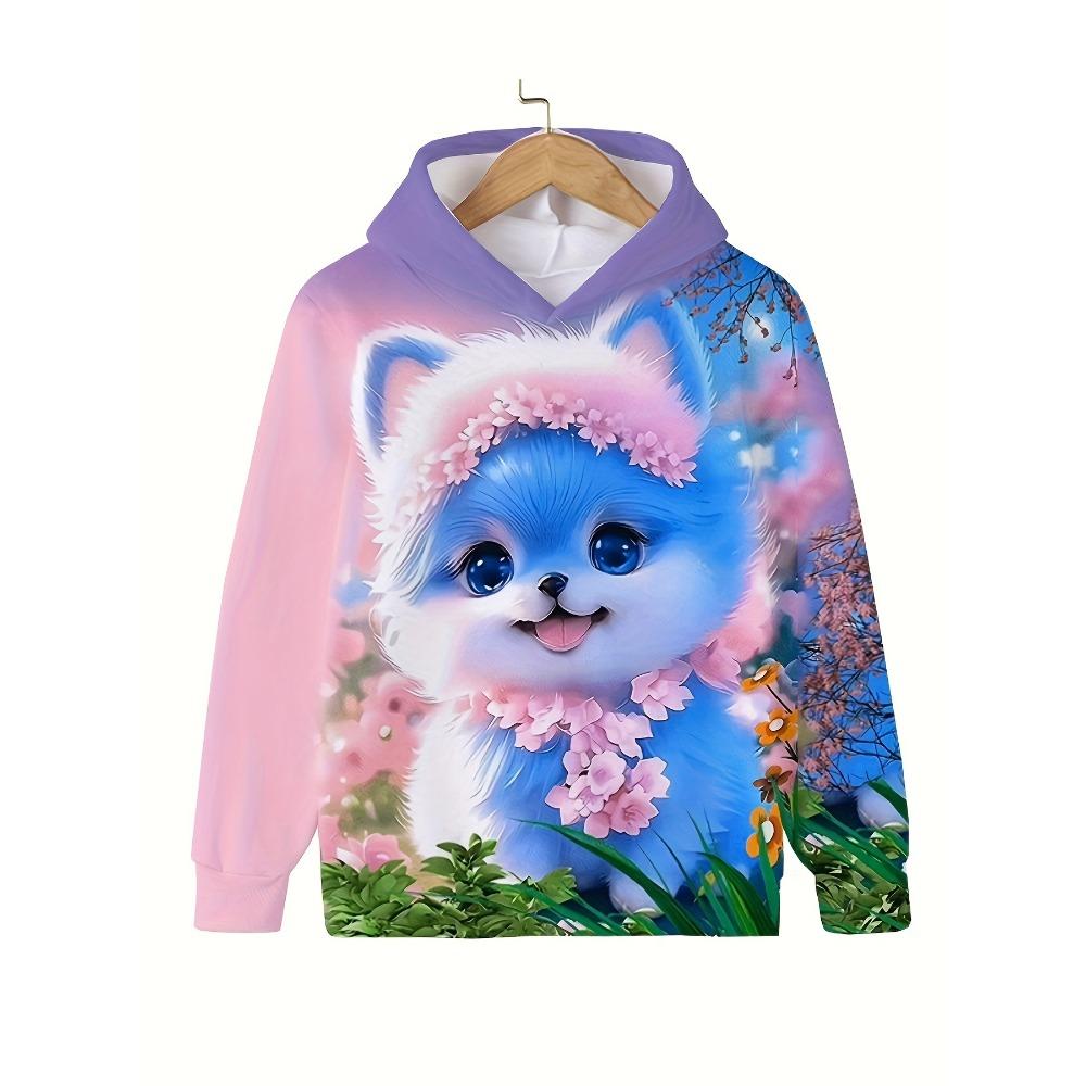 Kids Clothing Hoodies Girl Clothes Long Sleeve Cute Cat Printed Casual Kids Autumn Clothes Kids Clothes Outdoor Tops